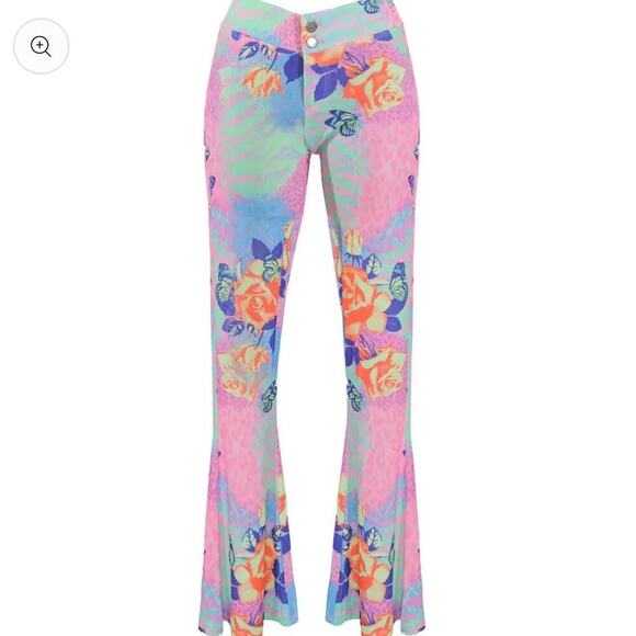 New Elsie & Fred Y2K flared pants Low rise bootcut colorful festival trouser XS - Picture 1 of 7